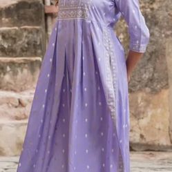 Printed Viscose Rayon Straight Kurta in Light Purple