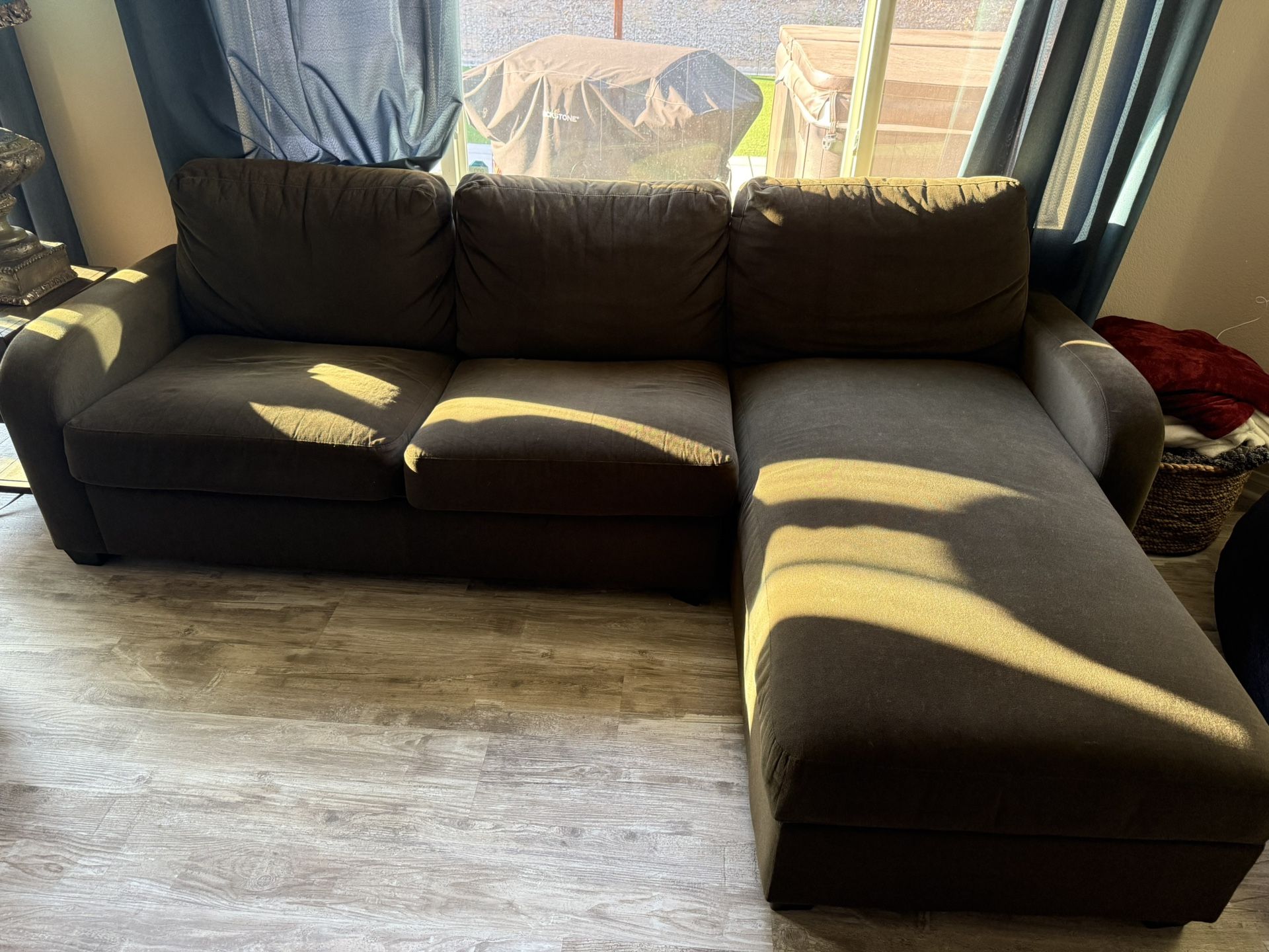 Brown Couch With Storage And Full Pull Out Bed Option