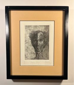 RARE 2005 Fernando M. Aguila Signed Etching “Payaso Viejo” Old Clown Mexican Art