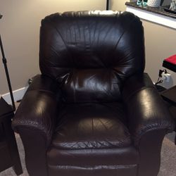 Black Leather Recliner & 3 Seat Couch 