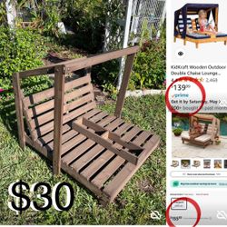 $30 Wooden Outdoor Doble chaise lounge in great condition is what u 👀 in my pics measure in pics