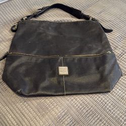 Large Black Leather Dooney & Bourke Hobo Shoulder Bag