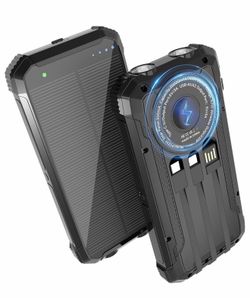 20k mAh solar powered  , wired and wireless charging power bank