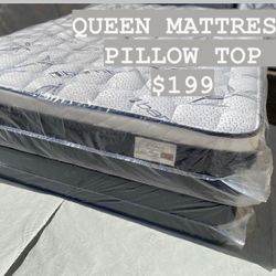 ⭐️Mattress⭐️ 🔹Pillow top All sizes available 🔸12” inches tall 🟡Queen 🟢Full 🔵Twin 🟣King ⚪️Cal King 🛑Delivery available 🚛🧿