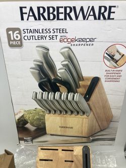 Farberware Edgekeeper 16-Piece Knife Block Set w/ Built-In Sharp Stainless Steel