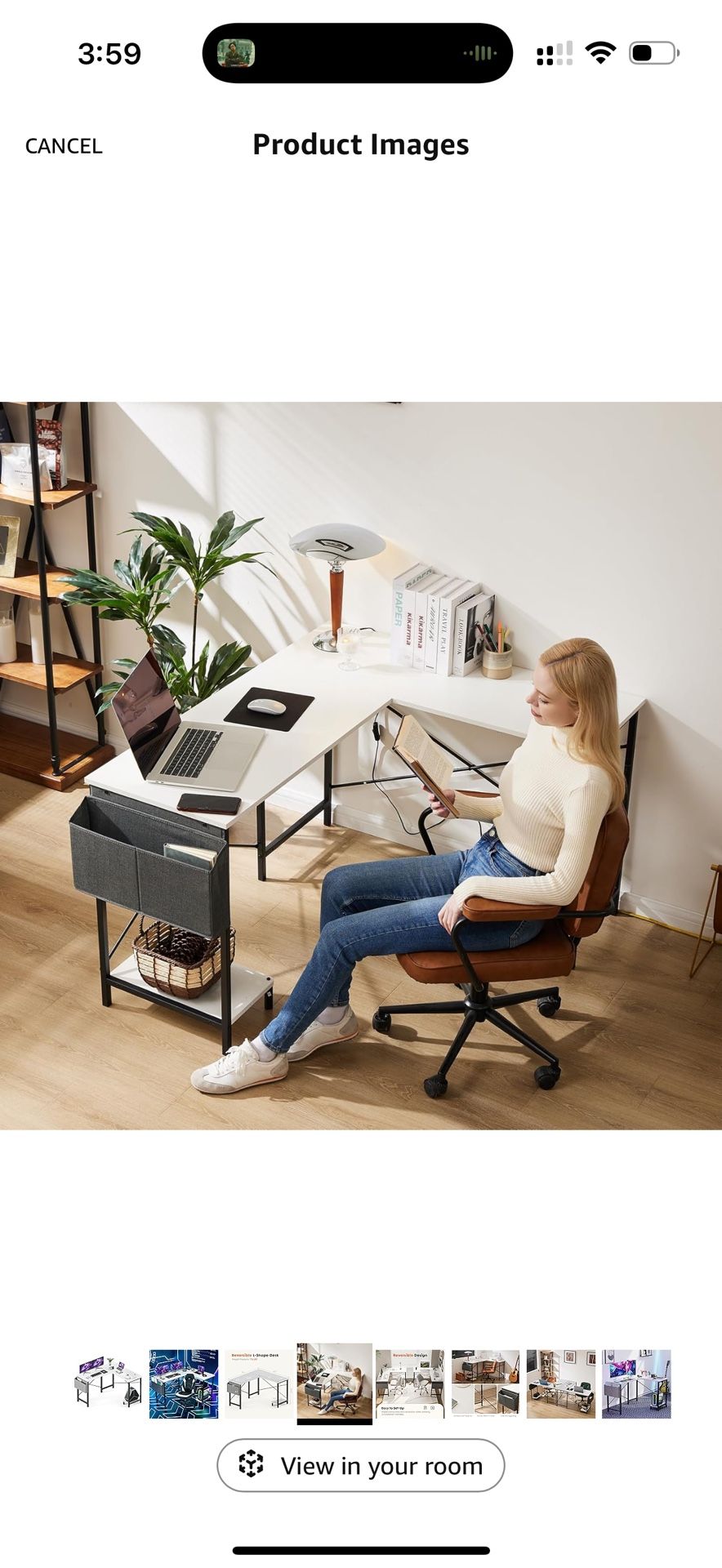 Sweetcrispy L Shaped Computer Desk - Gaming Corner 50 Inch PC White Writing Study Student Table with Wooden Desktop CPU Stand Side Bag Reversible for