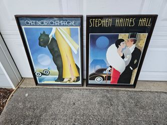 Vintage 1980s Posters Set Of 2 Art Deco Decor