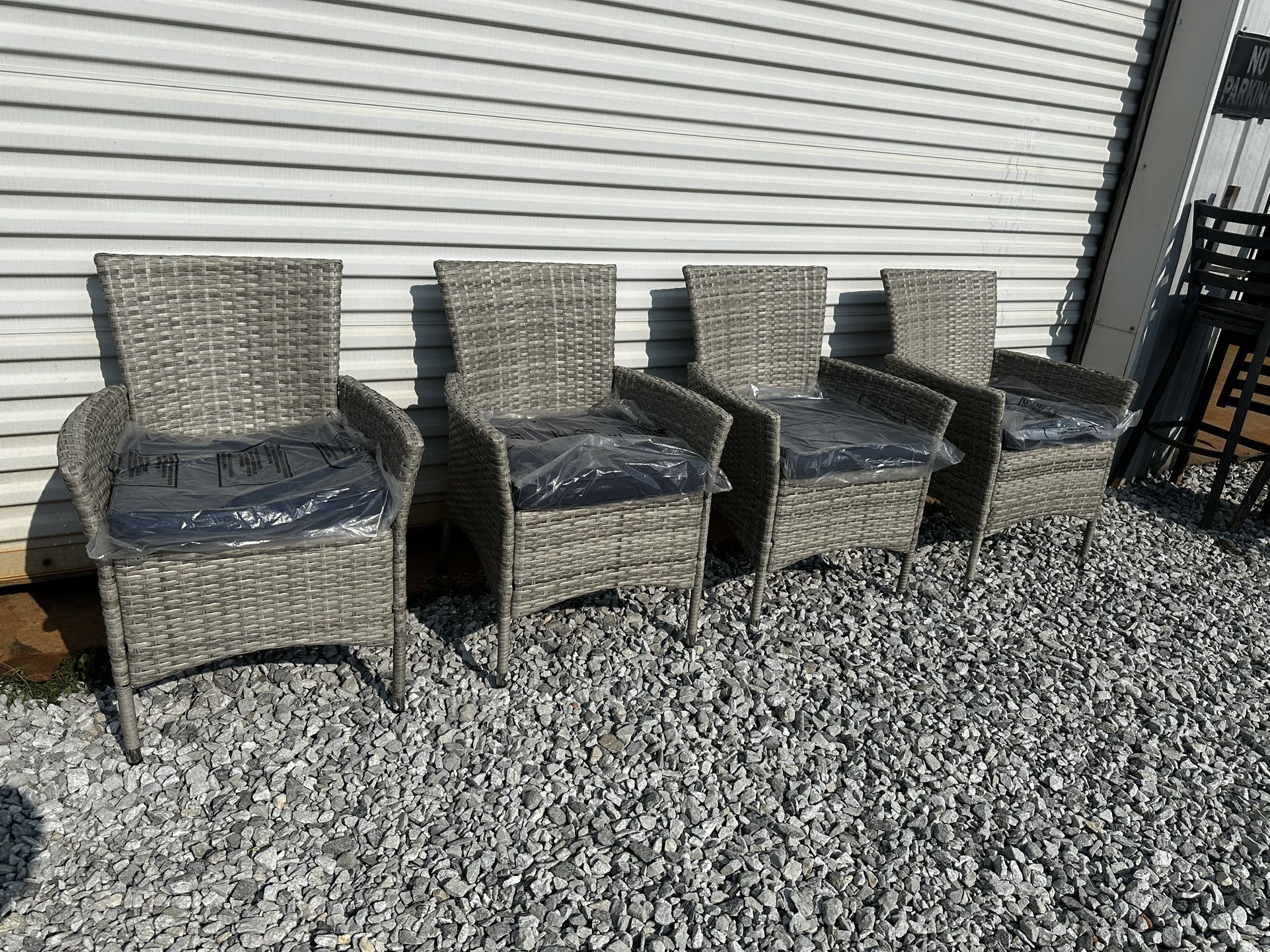 Best Choice Products: 4 Piece Wicker Dining Set Indoor Outdoor Garden Furniture Backyard 4 Chairs - Navy Blue