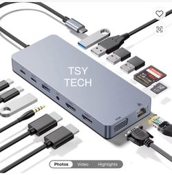 USB C Laptop Dockingttt Station  14 in 1 USB C Hub Multiport