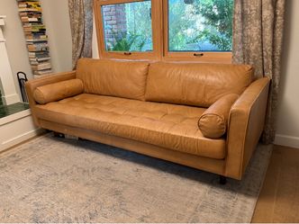 Article Sven 88" Tufted Leather Sofa - Charme Tan