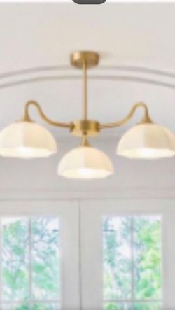 Mid Century 3 Light Sputnik Chandelier White Dome Glass Lampshade Nordic Retro Chandelier Ceiling Light Brass Finish Bedroom Pendant Ligh