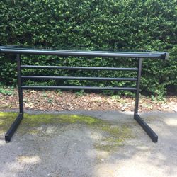 Large Modern Desk, Black Metal Glass Top