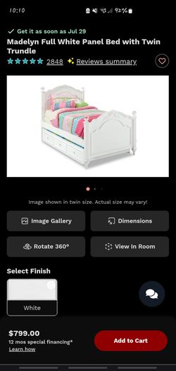 Madelyn Full White Panel Bed with Twin Trundle