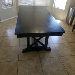 Extendable Kitchen Table In Black With Built In Leaves