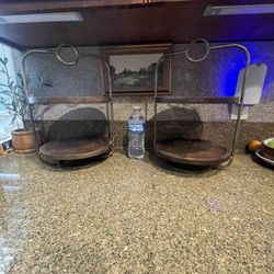 Two Tier Wooden /Brass Organizer Tray 