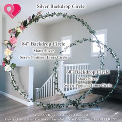 84" 7 Feet / 60" 5 Feet Backdrop Circle Round Metal Balloon Stand Wedding Arch - Gold / Silver