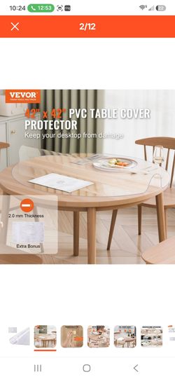 VEVOR Plastic Table Cover, 42 x 42 Inch 2.0 mm Thick Clear Table Protector, Round PVC Desk Mat, Waterproof & Easy Cleaning Desk Pad Tablecloth, for Of