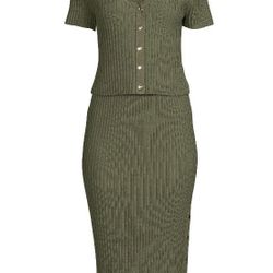 Women’s 2 Pc Dress Set Green Color