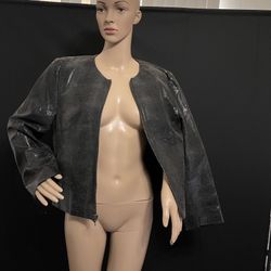 Lord & Taylor Leather Snake Print Jacket: PL