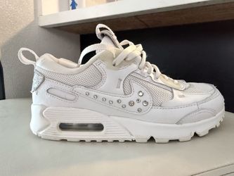 Nike Air Max 90 White Sneakers with Rhinestones