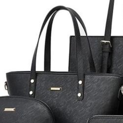 Sleek Black Tote Bag Set!! Awesome Set!