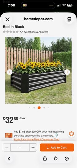 NEW Sealed Black Metal Raised Garden Bed