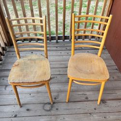 Pair of Wooden Ladder-Back Chairs