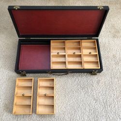 Vintage 1970s TR King 500 poker chip wooden case