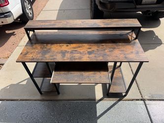 Industrial Computer Desk with Monitor Shelf