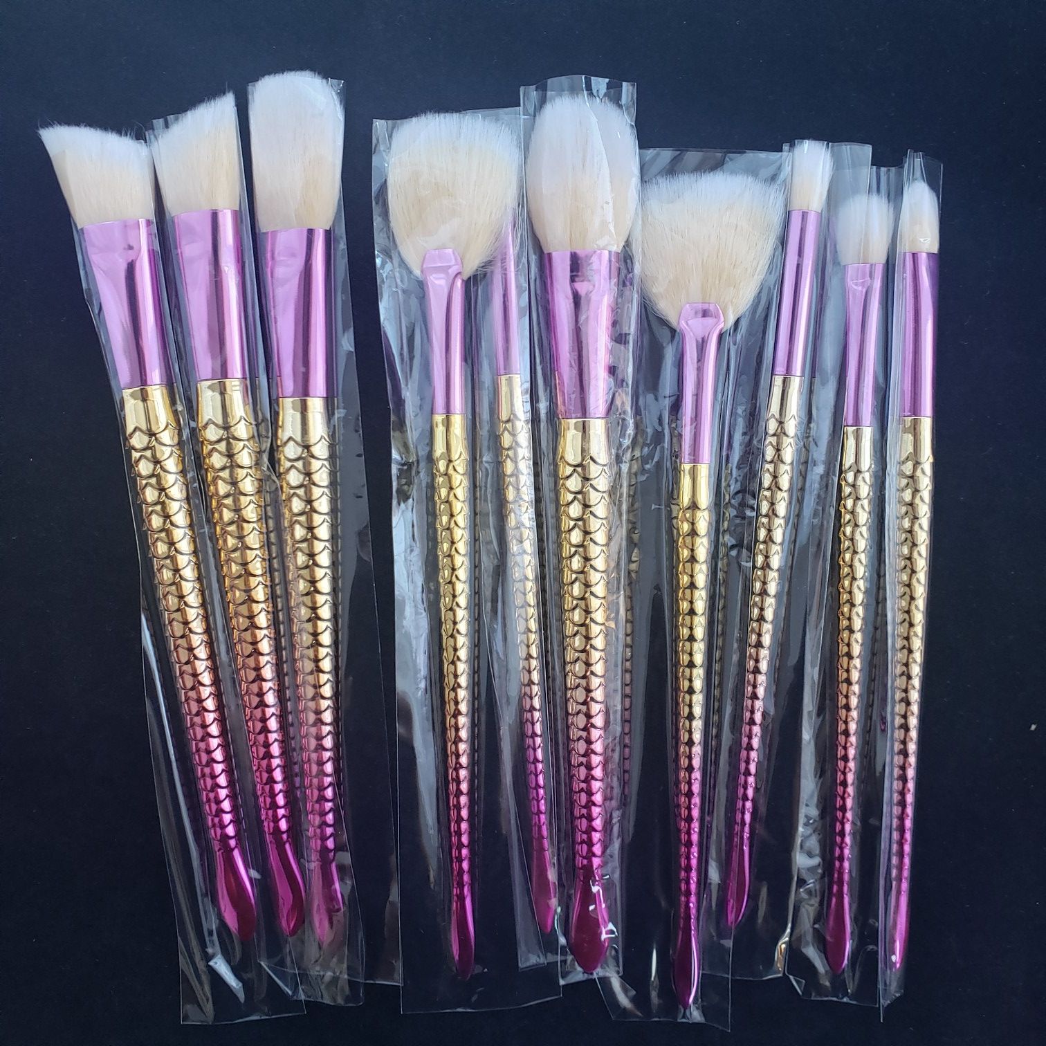 10pcs mermaid tail makeup brush set