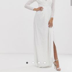 ASOS EDITION pleated plunge wrap wedding dress in sequin