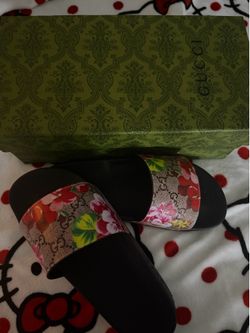 gucci floral slides
