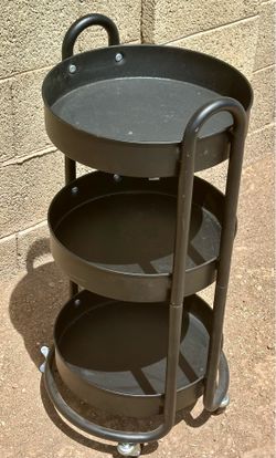 3 tiered black rolling cart