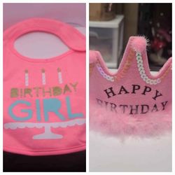 Happy birthday headband and a information a baby girl