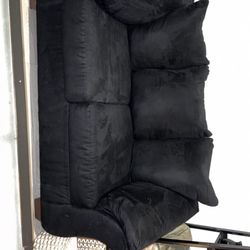 Black Suede Love Seat Couch/Sofa
