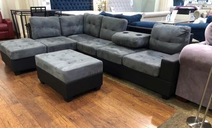 New Sectional with Storage Ottoman