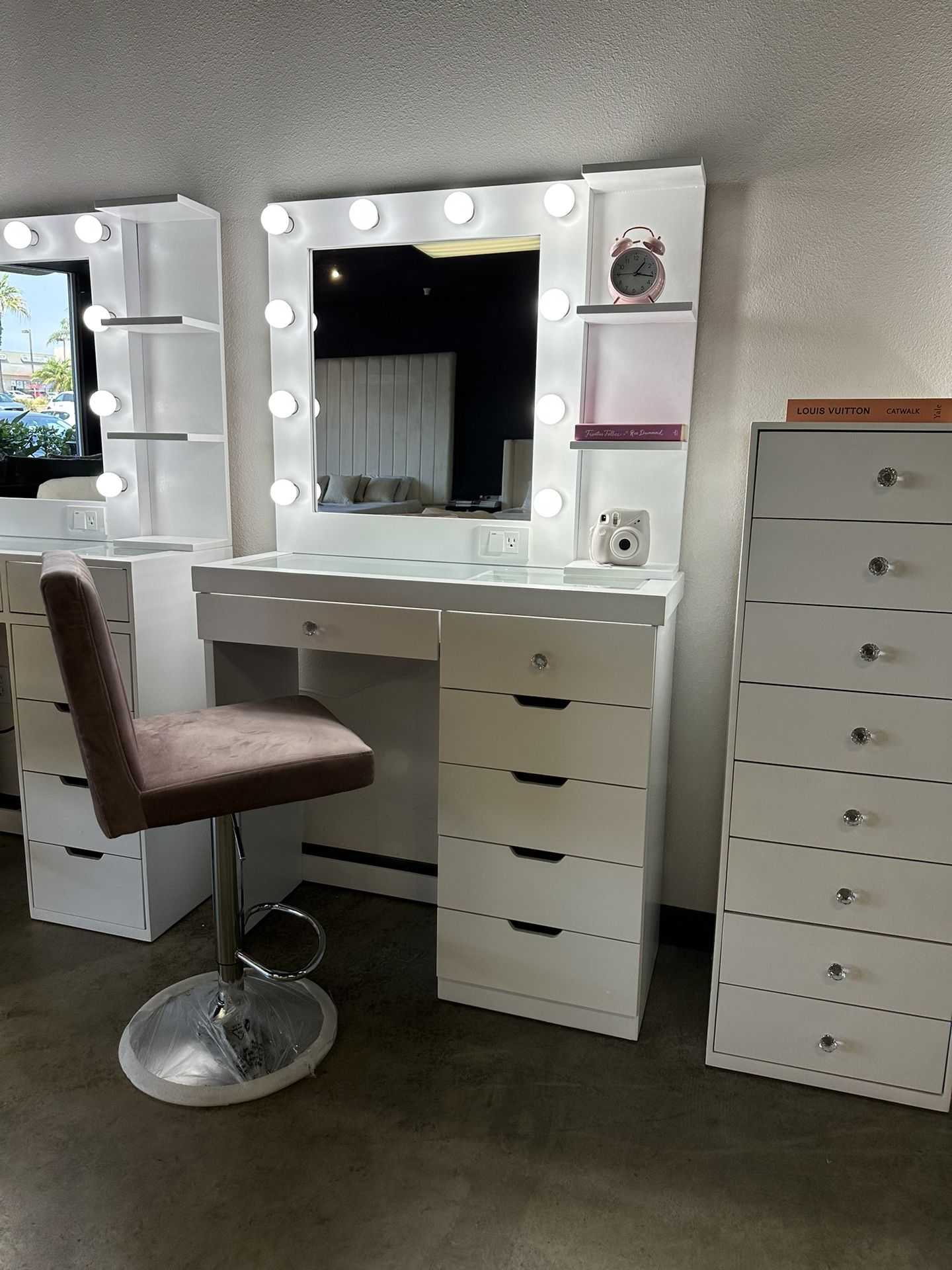 Vanity Mirror Set with Table Dresser & Shelf