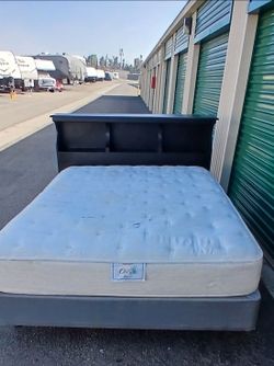 QUEEN BED FRAME WITH BOX AND MATTRESS
