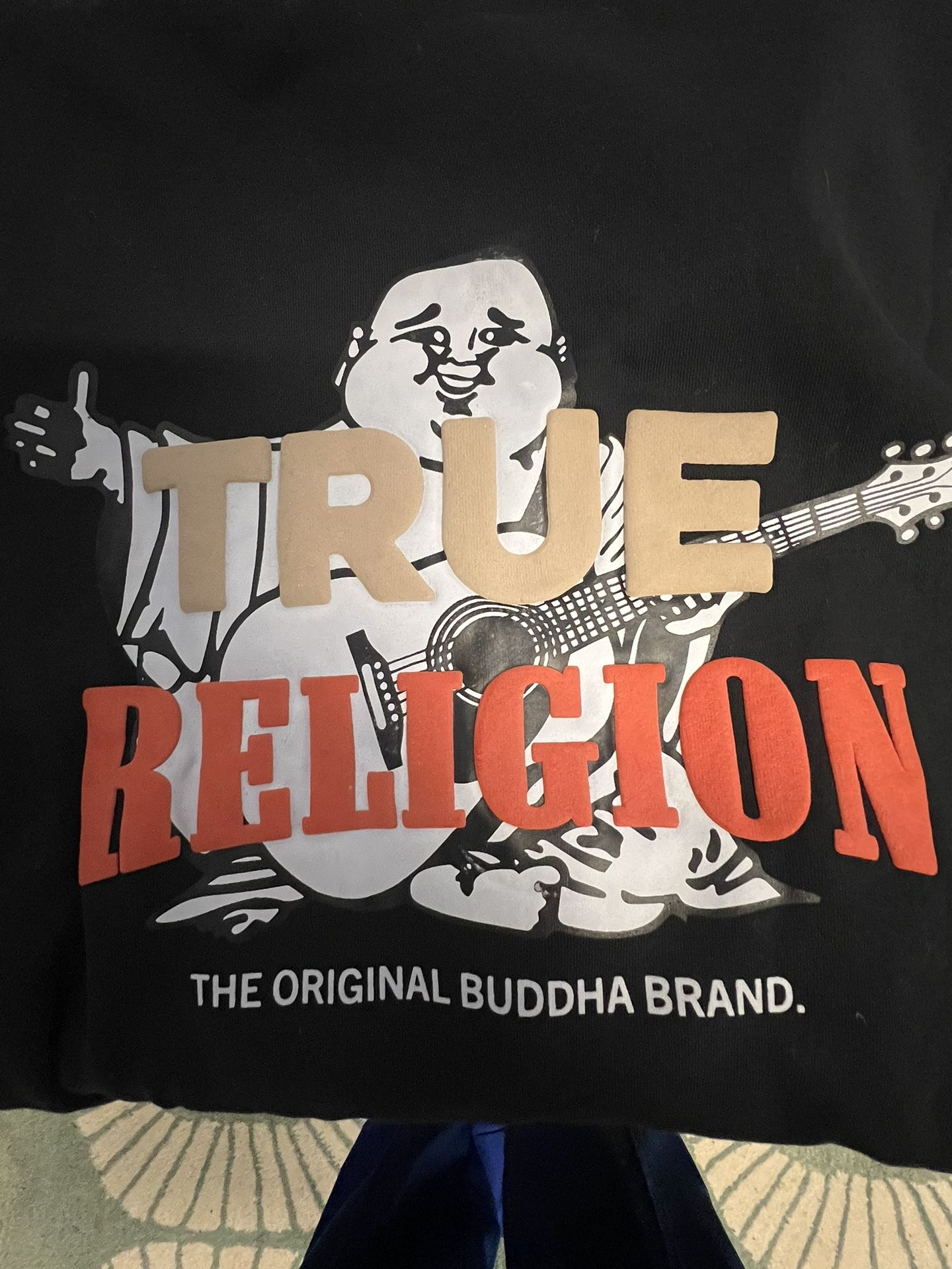 True Religion Men's Buddha Logo Zip Hoodie Sweatshirt Black NEW - M