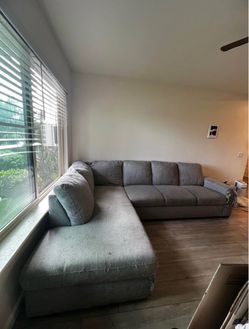 FREE Gray Fabric L-Shaped Sectional Sofa