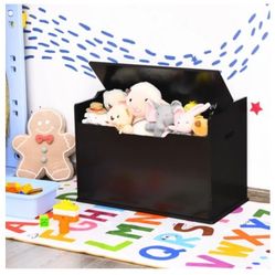 Kids Toy Wooden Flip-top Storage Box Chest Bench with Cushion Hinge-Brown