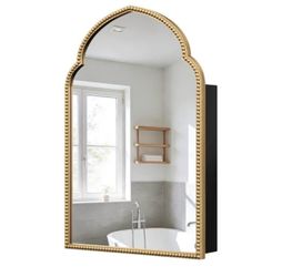 soges Bathroom Medicine Cabinet with Mirror, 30x20 inch, Wall Mounted/Recessed Medicine Mirror Cabinet, Metal Frame Vanity Mirror with 2 Removable She