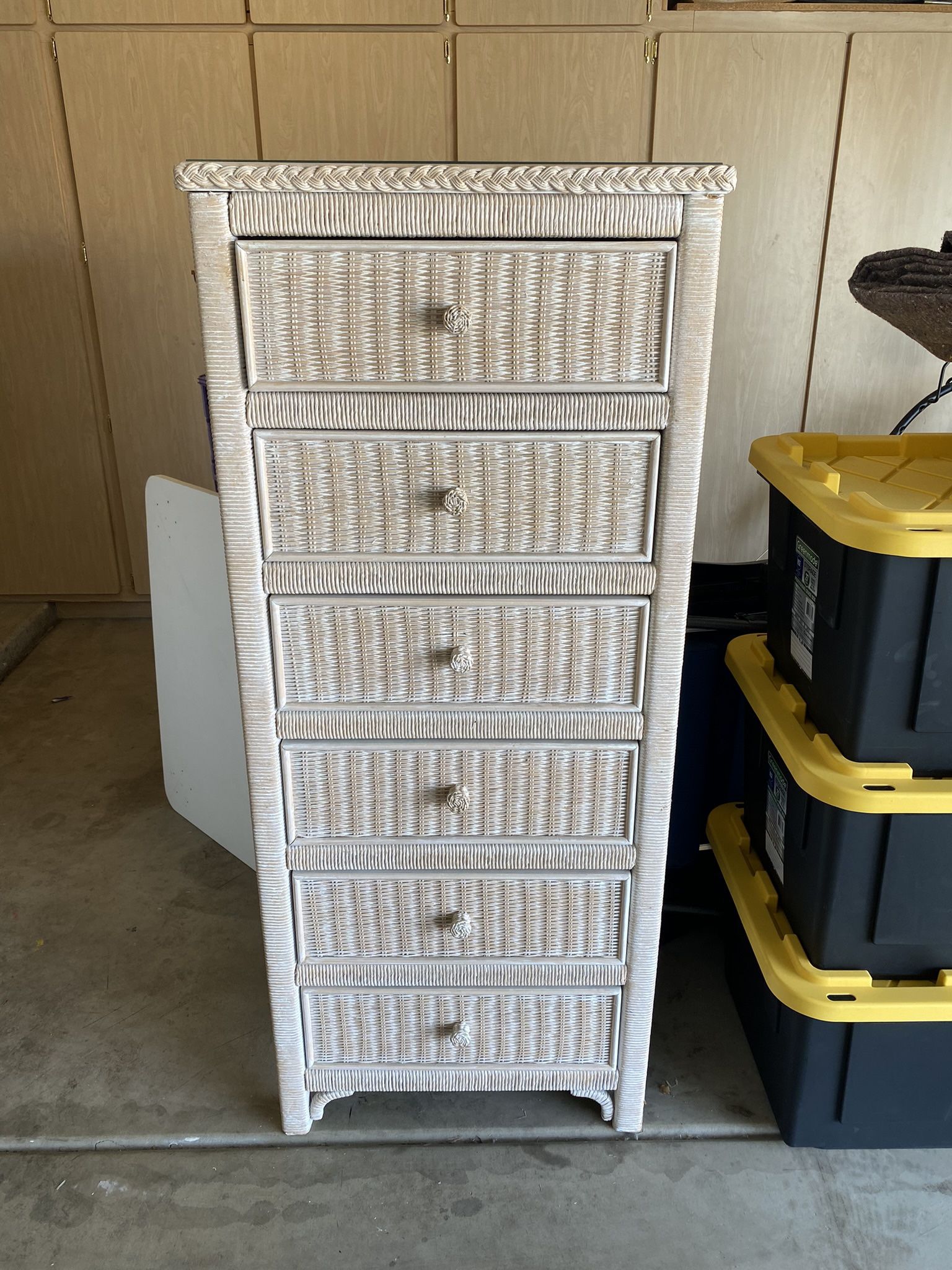 Vintage Henry Link Wicker Chest Of Drawers Tall Dresser