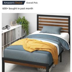 Bamboo And Metal Platform Bed Frame Twin New