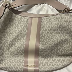 Pink & Cream MK Logo Hobo Bag