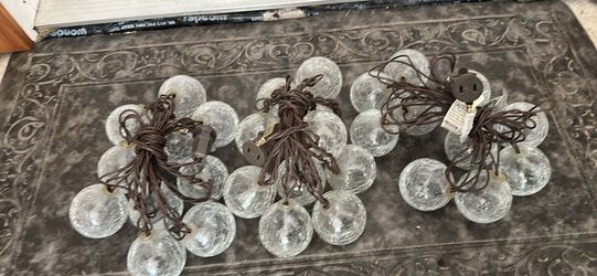 Set of 3 Crackle Glass Globe String Lights