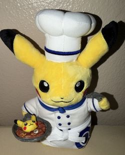 2018 Pokemon Center Cafe PIKACHU Chef Plush 8.5” SOLD ONLY IN JAPAN