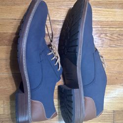 Perry Ellis Winifred Men's Navy Blue Canvas Derby Shoes - Size 10.5 PEJSN21077N