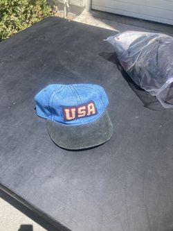 New Luna Pier Denim USA Cap, Leather & Brass Buckle Back Strap