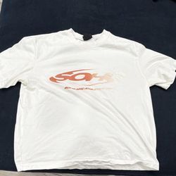 SOHO NYC ATHLETICS Men's White Orange Graphic Logo Cotton T-Shirt